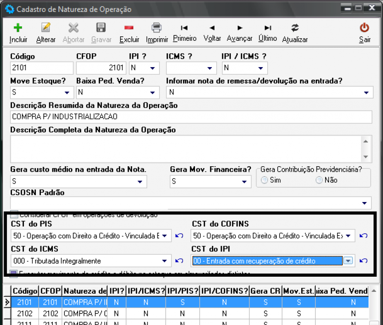 Como Configurar Cst No Cadastro De Cfop Master Sig 4790